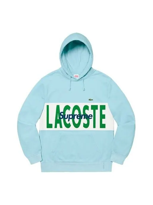 Толстовка fw19 week 5 x lacoste logo panel hooded sweatshirt logo Supreme — изображение 1 из 1, светлый синий