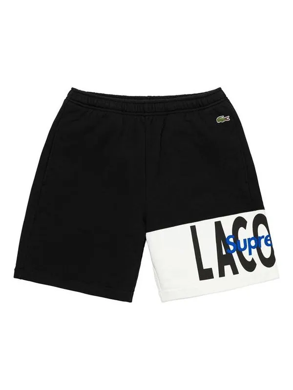 Шорты fw19 week 5 x lacoste logo panel sweatshort logo Supreme — изображение 1 из 2, черный