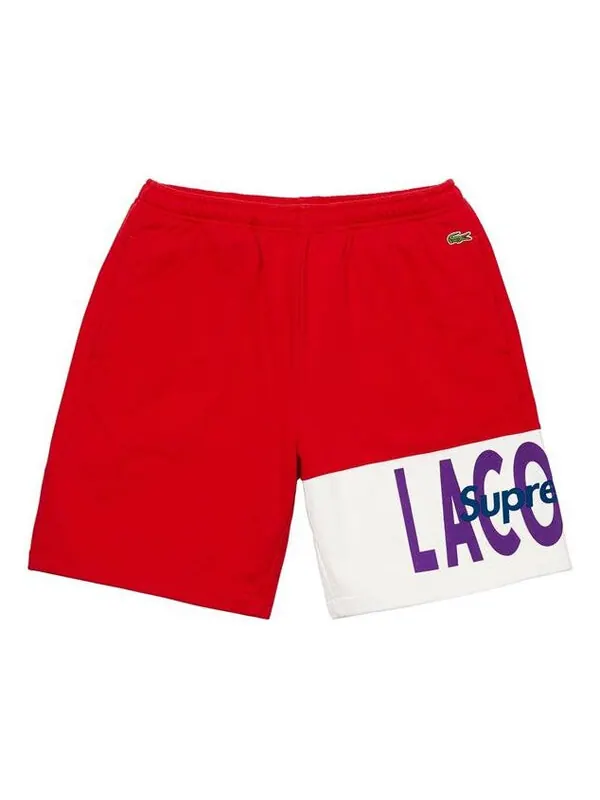 Шорты fw19 week 5 x lacoste logo panel sweatshort logo Supreme — изображение 1 из 2, красный