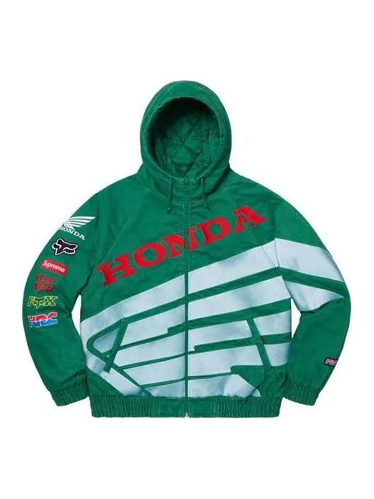Куртка Supreme x Honda Fox Racing Puffy Zip Up Jacket 'Green' — изображение 1 из 5, зеленый