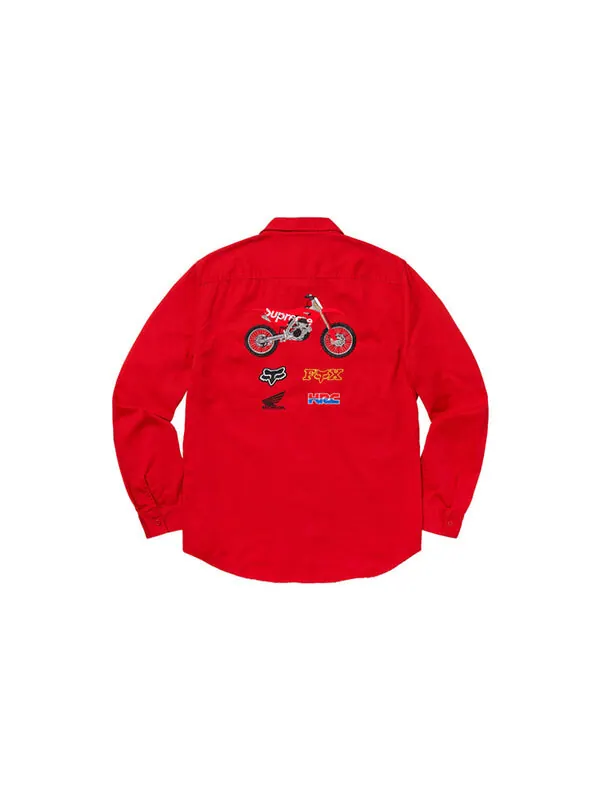 Рубашка x honda fox racing work shirt 'red' Supreme — изображение 2 из 2, красный