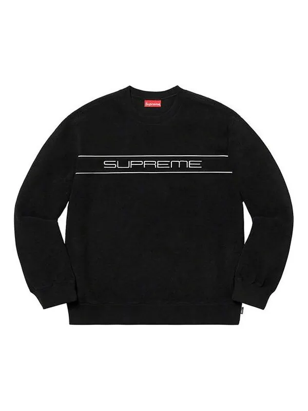 Толстовка fw19 week 10 polartec crewneck black logo Supreme — изображение 1 из 1, черный