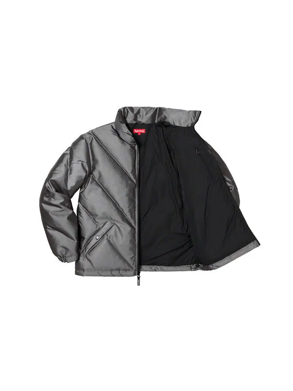 Куртка fw19 week 11 iridescent puffy jacket black Supreme — изображение 2 из 3, черный