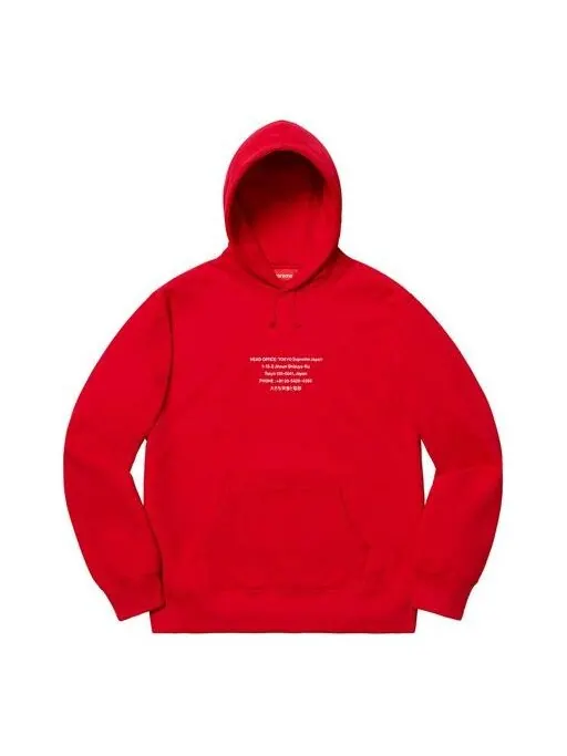 Толстовка fw19 week 11 hq hooded sweatshirt red Supreme — изображение 1 из 1, красный
