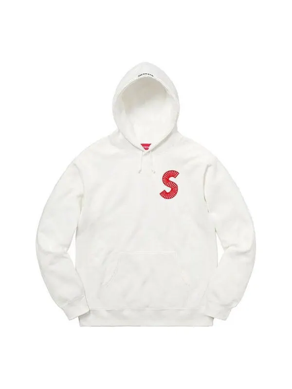 Толстовка s logo hoodied 'whte red' Supreme — изображение 1 из 1, белый/красный