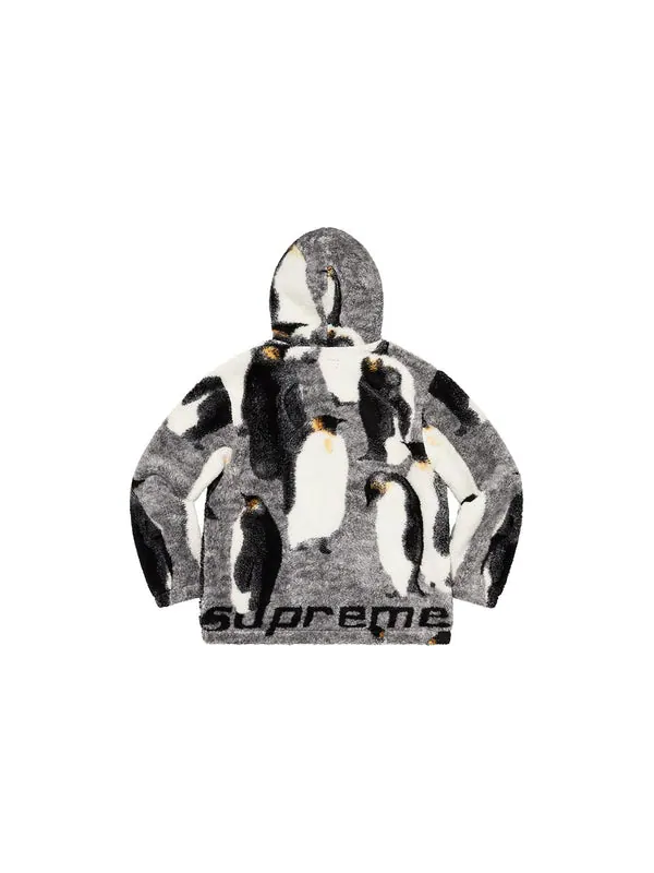 Куртка penguins hooded fleece jacket 'white black grey' Supreme — изображение 2 из 2, белый/черный/серый