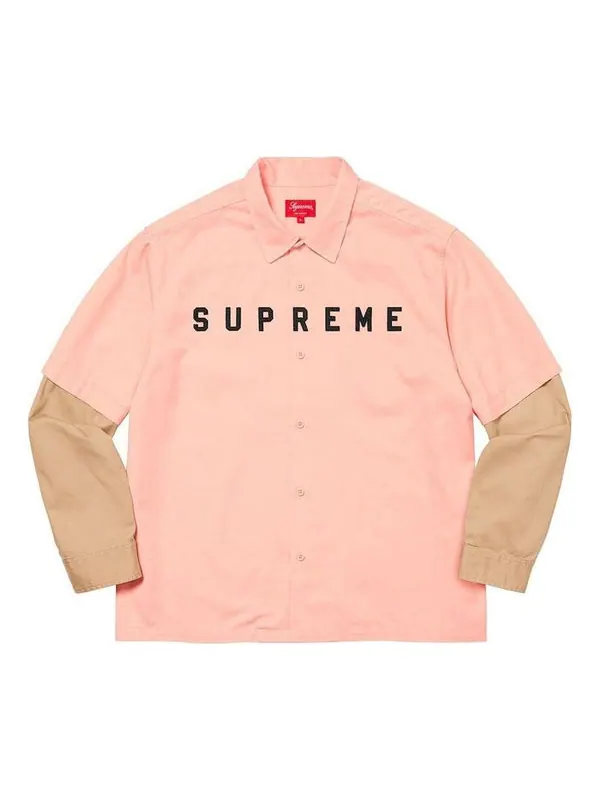 Рубашка 2-tone work shirt 'pink tan' Supreme — изображение 1 из 1, розовый/бежевый