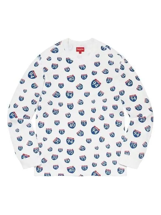 Свитер interstate waffle thermal 'white blue red' Supreme — изображение 1 из 1, белый/синий/красный