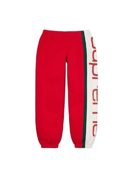 Брюки big logo paneled sweatpants 'red white' Supreme — изображение 1 из 3, красный/белый
