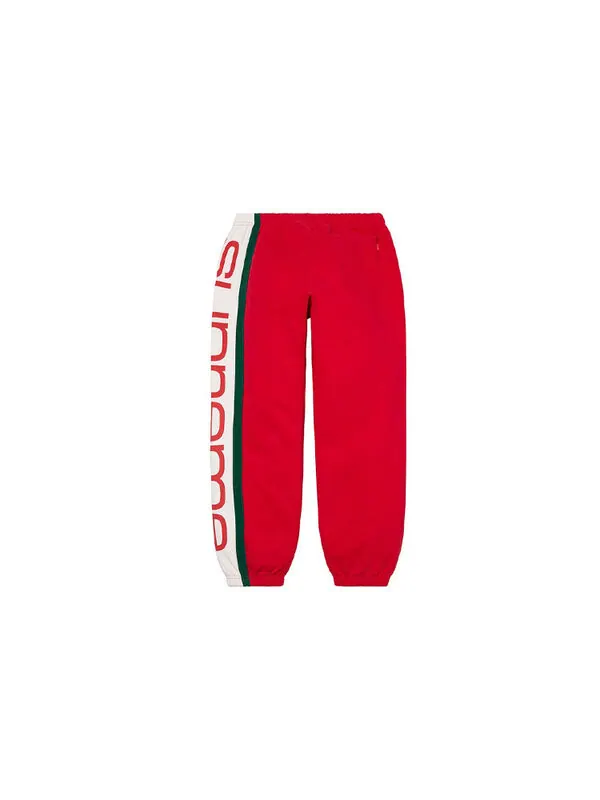 Брюки big logo paneled sweatpants 'red white' Supreme — изображение 2 из 3, красный/белый