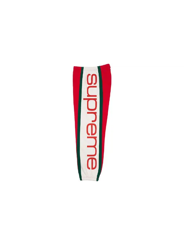 Брюки big logo paneled sweatpants 'red white' Supreme — изображение 3 из 3, красный/белый