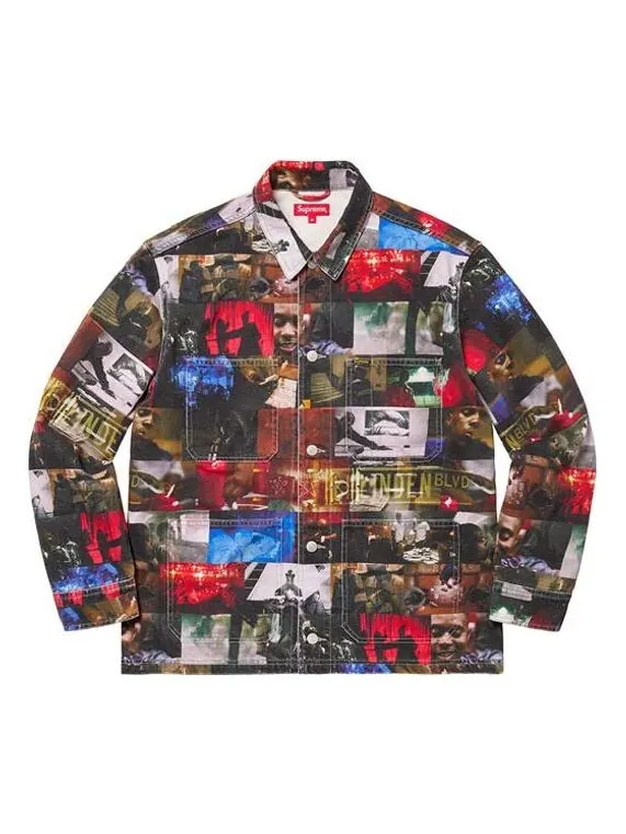 Куртка fw21 week 1 nas and dmx collage denim chore coat Supreme — изображение 1 из 2, бежевый