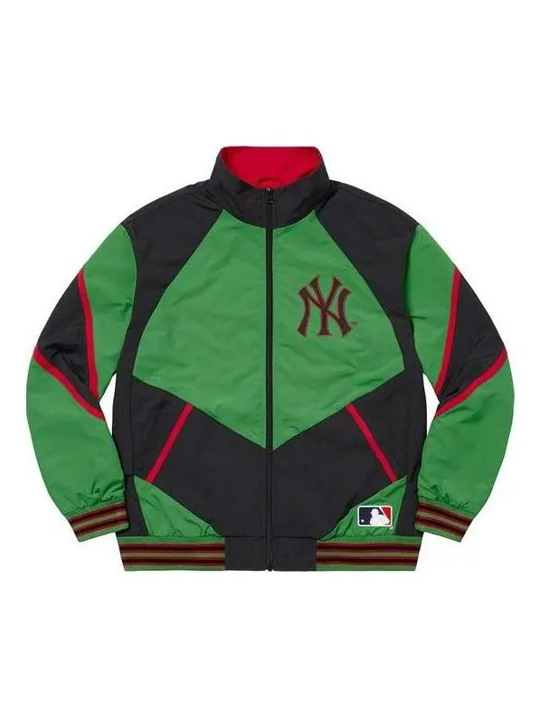 Куртка x new york yankees track jacket 'green black' Supreme — изображение 1 из 2, зеленый/черный