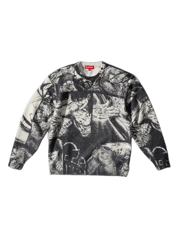 Свитер x the crow sweater 'white black' Supreme — изображение 1 из 2, белый/черный