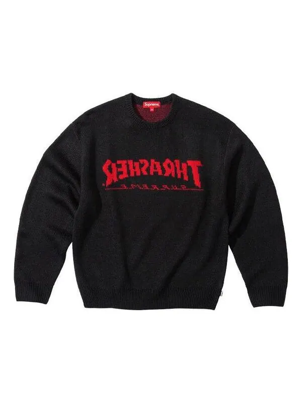 Свитер x thrasher sweater 'black red' Supreme — изображение 1 из 1, черный/красный