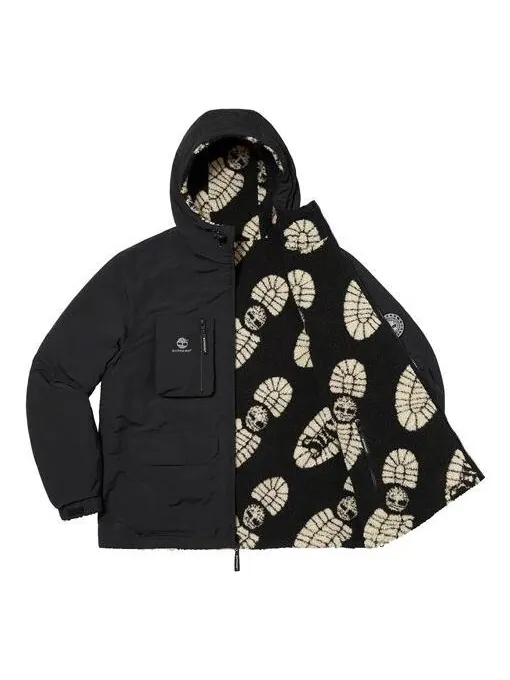Куртка x timberland reversible ripstop jacket 'black white' Supreme — изображение 3 из 4, черный/белый