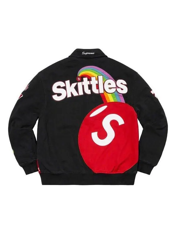 Куртка x skittles x mitchell & ness varsity jacket 'black multi-color' Supreme — изображение 2 из 3, черный/мульти