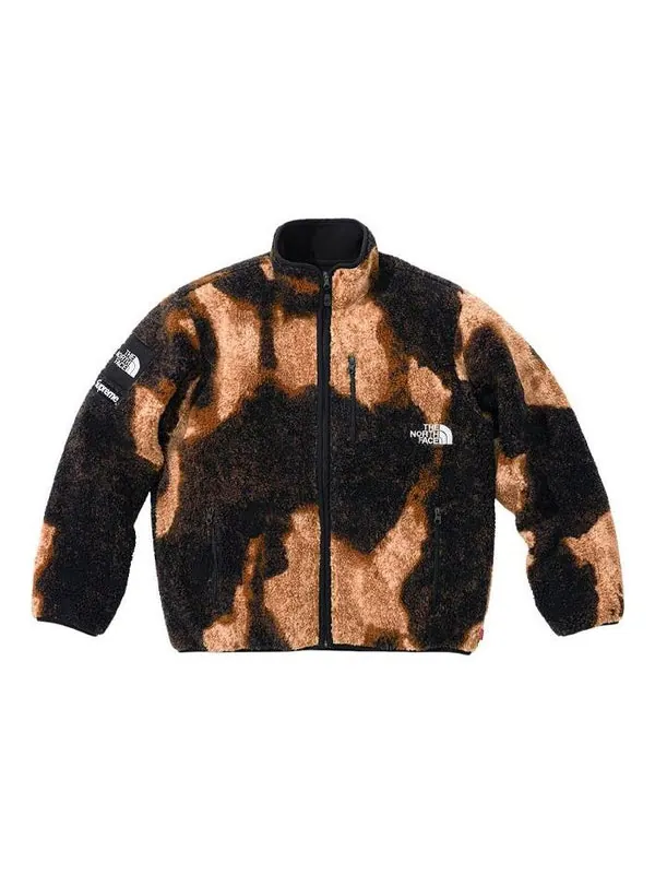 Куртка x the north face bleached denim print fleece jacket 'beige black' Supreme — изображение 1 из 3, бежевый/черный