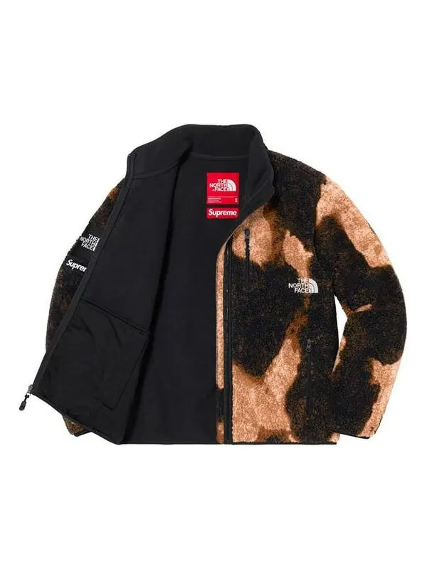 Куртка x the north face bleached denim print fleece jacket 'beige black' Supreme — изображение 3 из 3, бежевый/черный