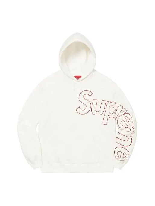 Толстовка reflective hooded sweatshirt 'white red' Supreme — изображение 1 из 1, белый/красный