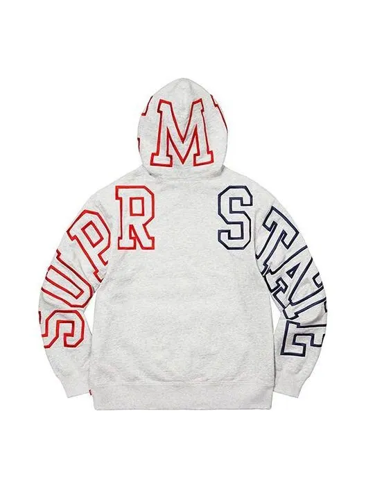 Толстовка state hooded sweatshirt 'grey black red' Supreme — изображение 2 из 2, серый/черный/красный