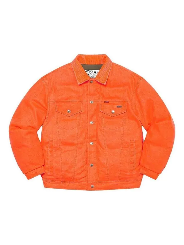 Куртка x schott canvas down trucker jacket 'orange olive green' Supreme — изображение 1 из 3