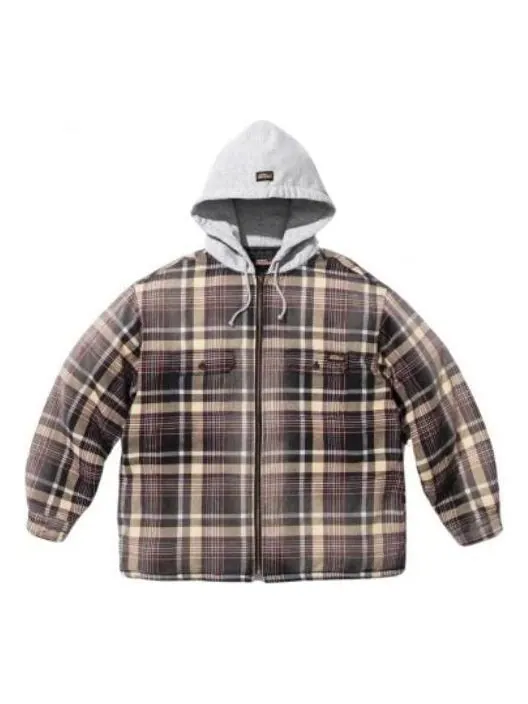 Рубашка x dickies fw23 week9 plaid hooded zip up shirt 'brown' Supreme — изображение 1 из 2, коричневый