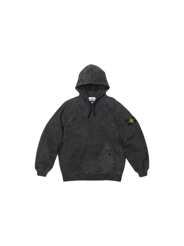 Толстовка x stone island fw23 week10 hoodie 'black' Supreme — изображение 2 из 2, черный