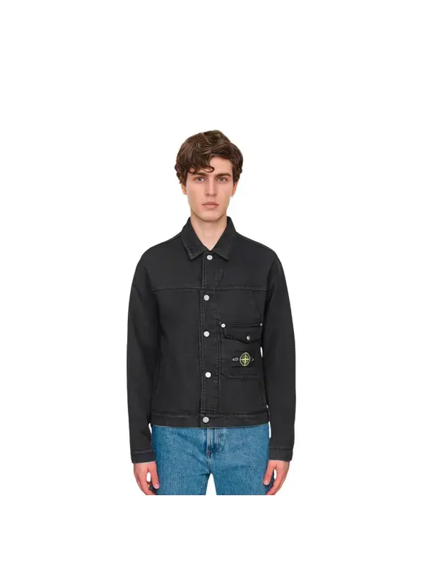 Куртка x stone island fw23 week10 denim trucker jacket logo 'black' Supreme — изображение 4 из 4, черный