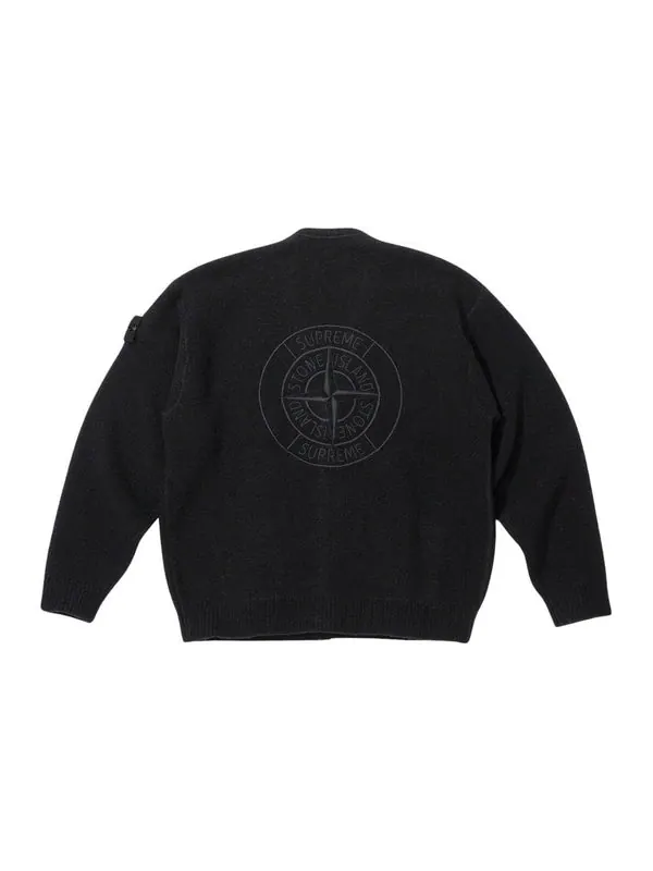 Куртка x stone island fw23 week10 boucle cardigan jacket 'black' Supreme — изображение 2 из 3, черный