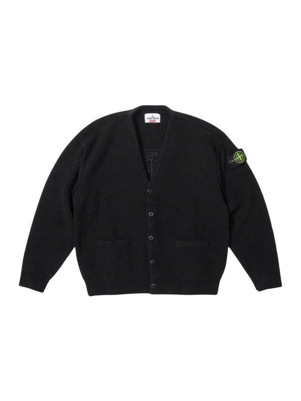 Куртка x stone island fw23 week10 boucle cardigan jacket 'black' Supreme — изображение 3 из 3, черный