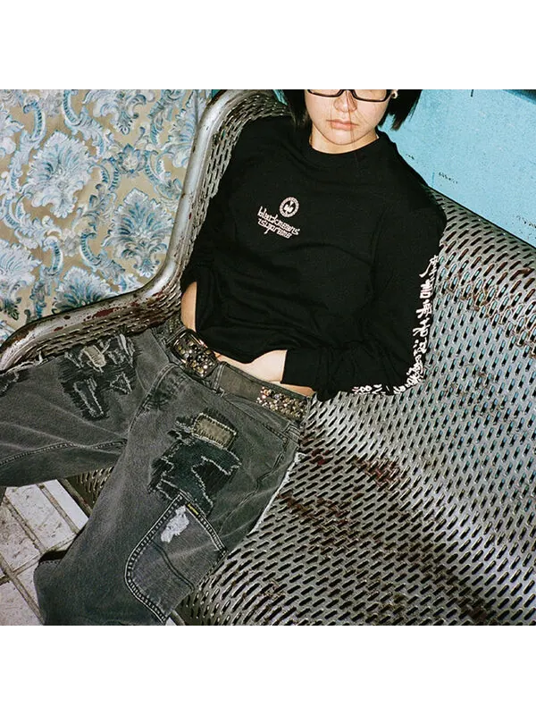 Футболка x blackmeans l/s t-shirt 'black white' Supreme — изображение 2 из 3, черный/белый