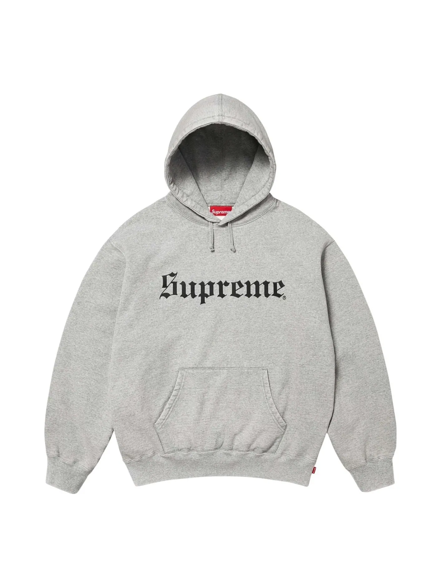 Толстовка Supreme FW25 Washed Old English Hooded Sweatshirt 'Heather Grey' — изображение 1 из 1, серый