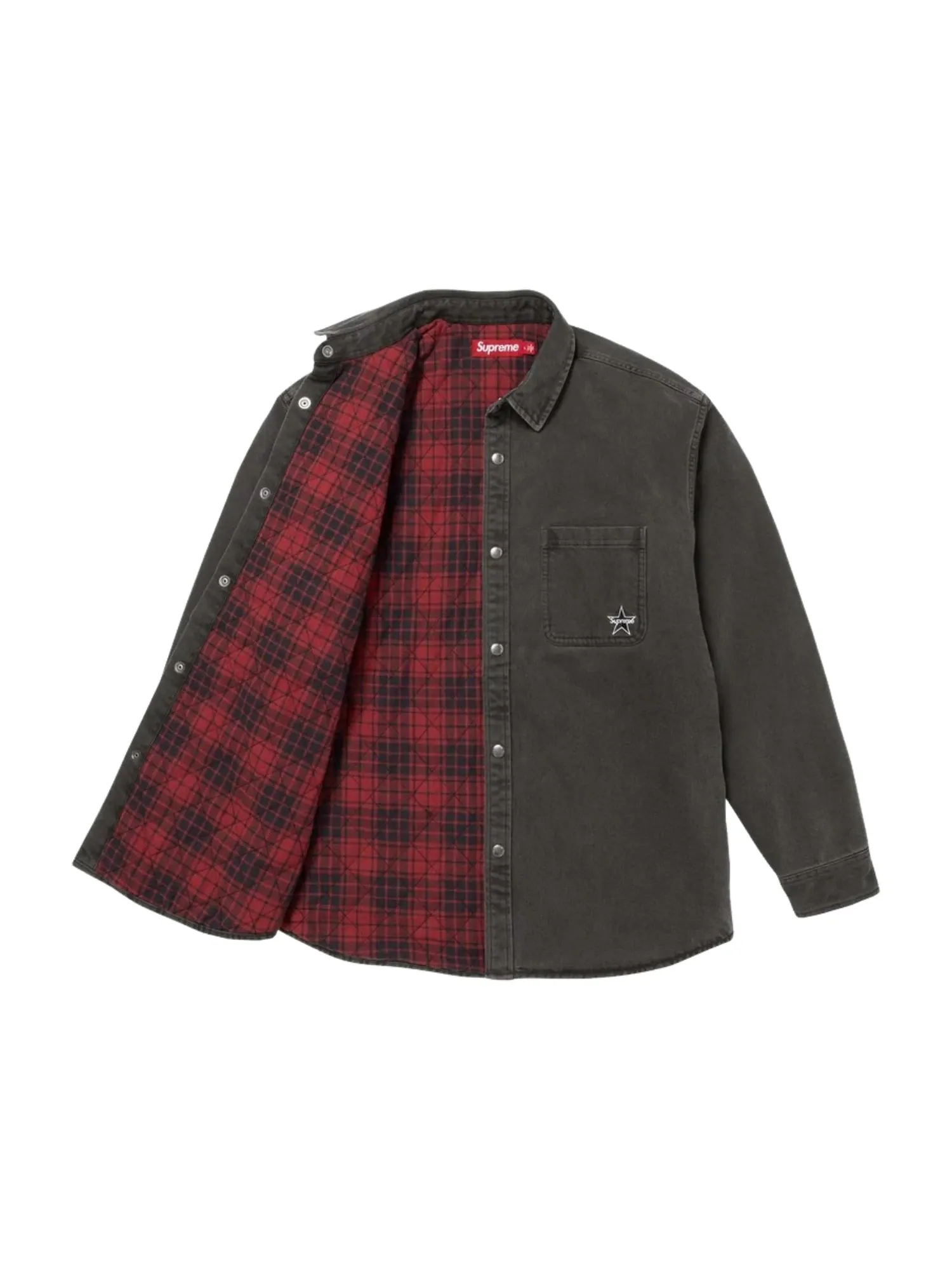 Рубашка Supreme FW25 из стеганого денима на кнопках — изображение 2 из 2, черный
