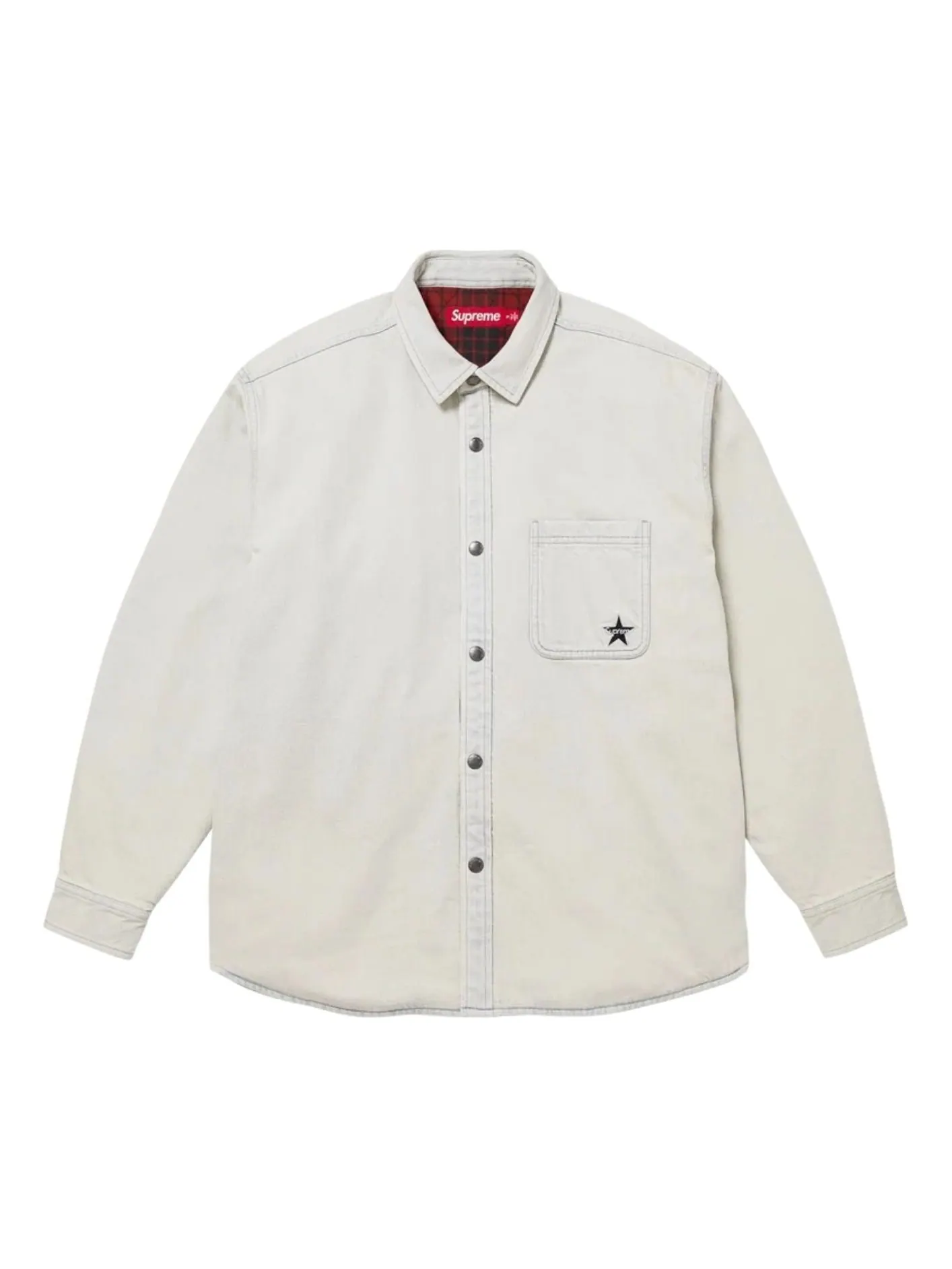 Рубашка Supreme FW25 из стеганого денима на кнопках — изображение 1 из 2, светлый индиго