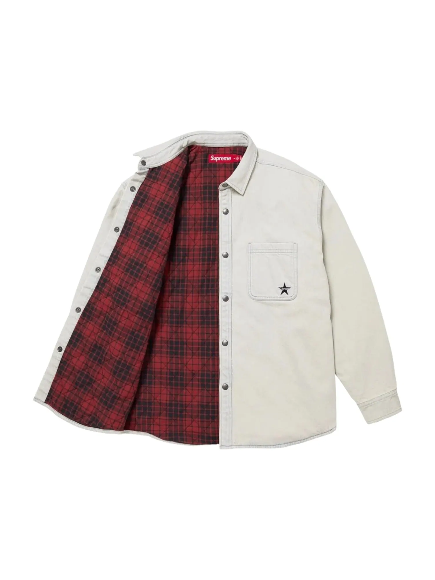 Рубашка Supreme FW25 из стеганого денима на кнопках — изображение 2 из 2, светлый индиго