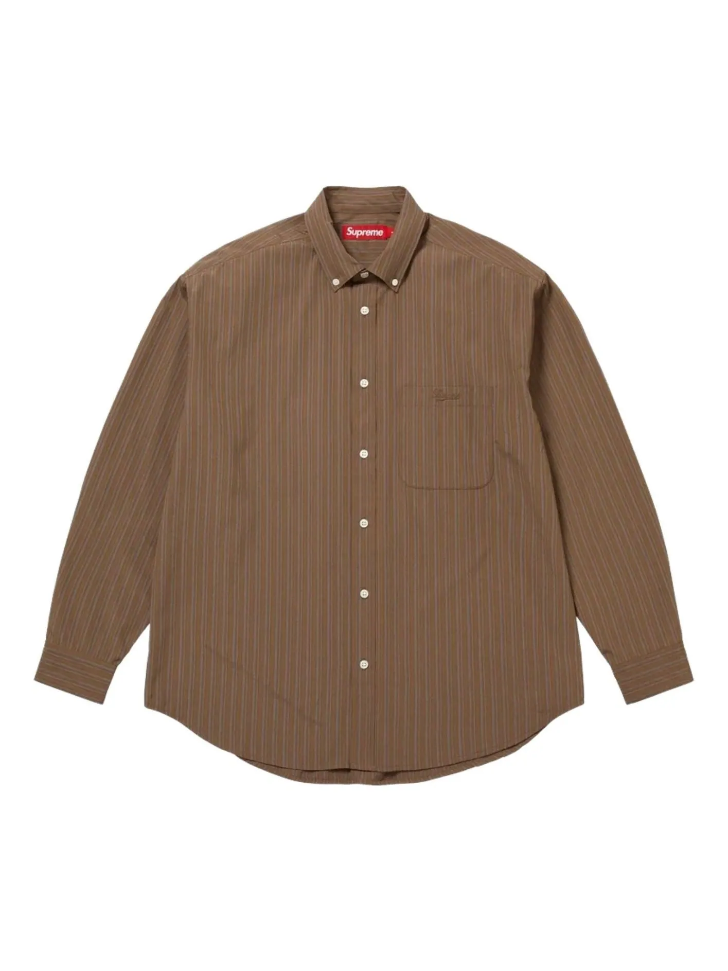Рубашка Supreme FW25 в полоску — изображение 1 из 1, коричневый
