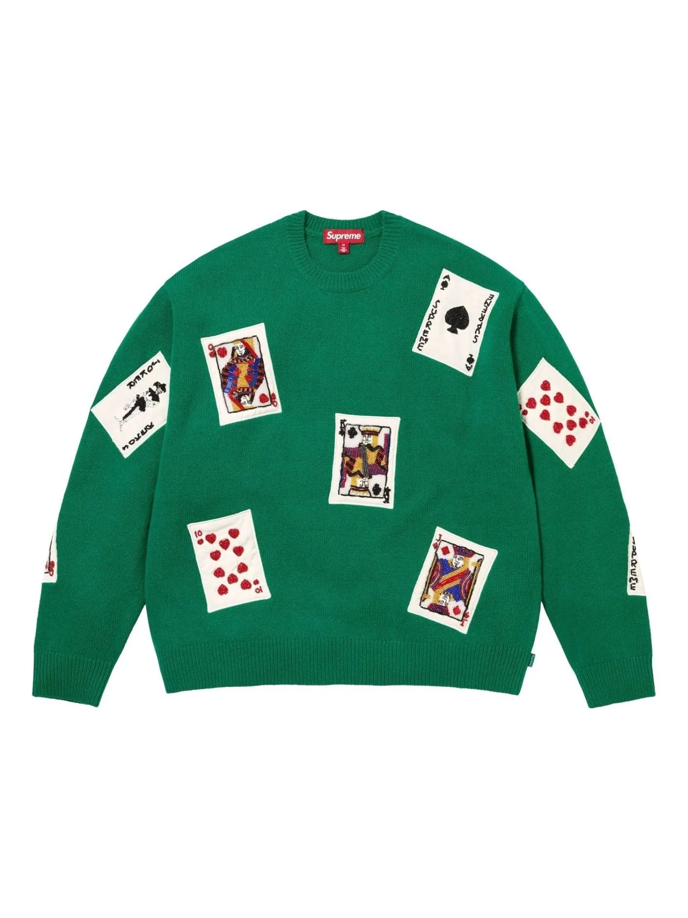 Свитер Supreme FW25 Beaded Cards — изображение 1 из 2, зеленый
