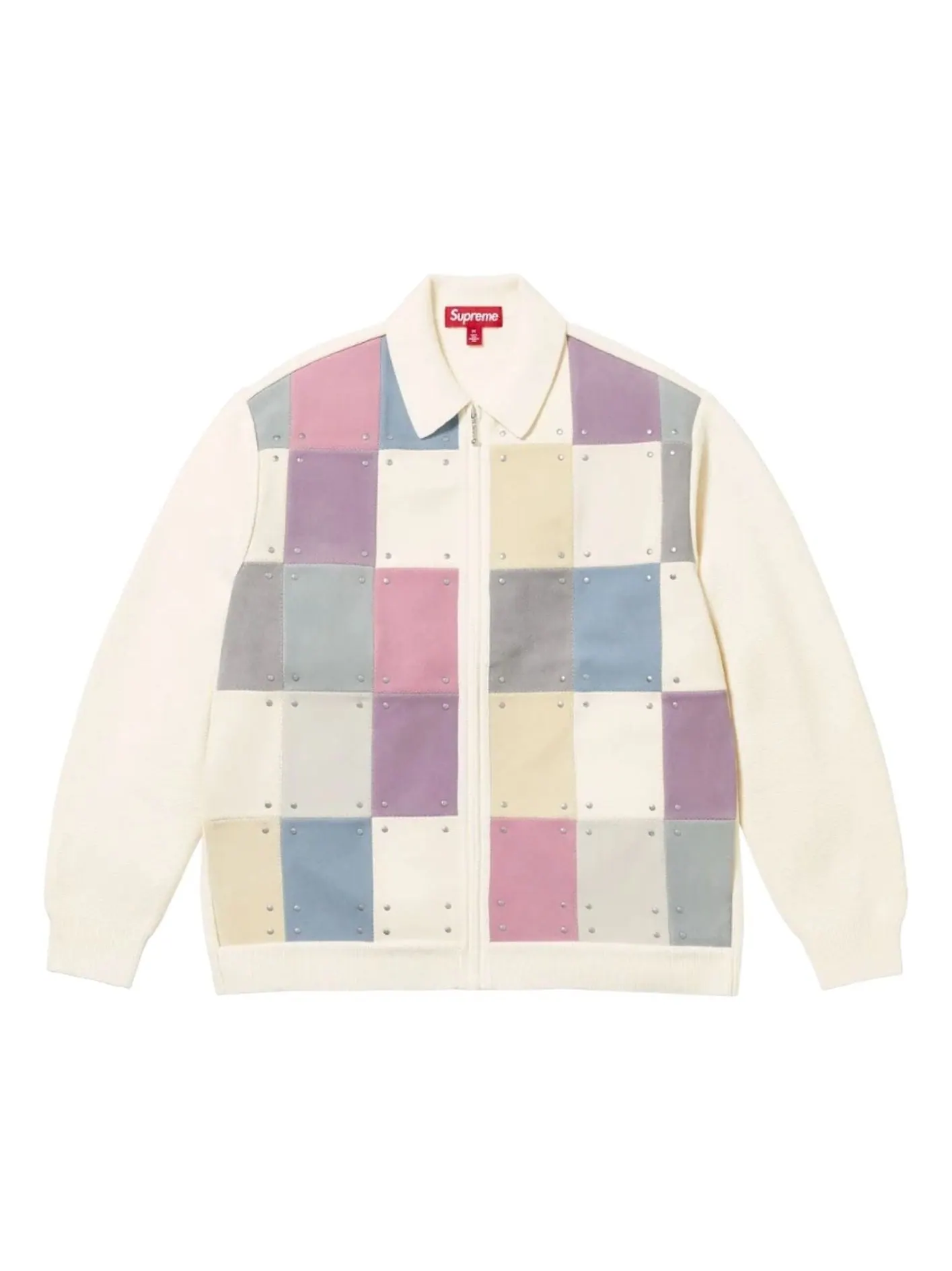 Кардиган Supreme FW25 из замши с заклепками и застежкой на молнию — изображение 1 из 1, мульти
