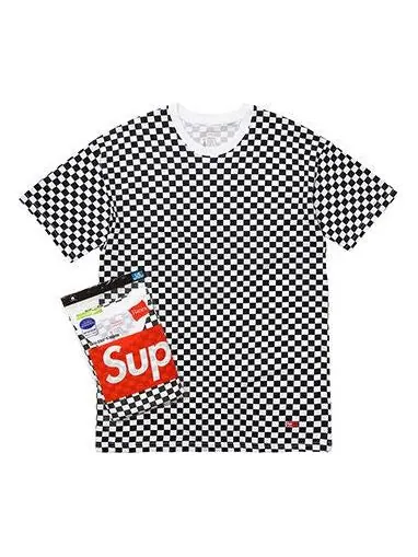 Футболка hanes tagless s (2 pack) checkered tee 'black white' Supreme — изображение 1 из 1, черный/белый