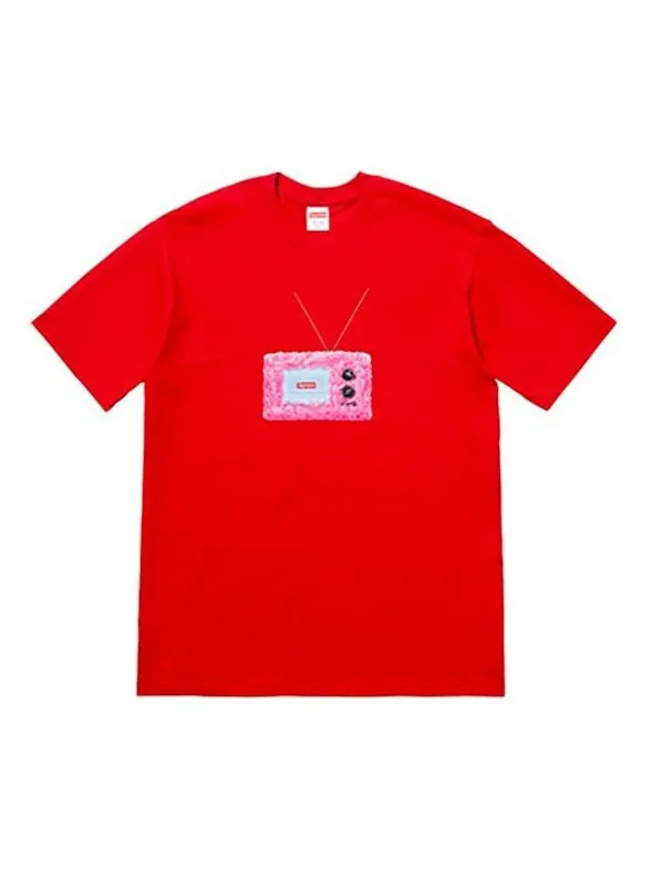 Футболка ss18 tv tee red printing short sleeve Supreme — изображение 1 из 1, красный