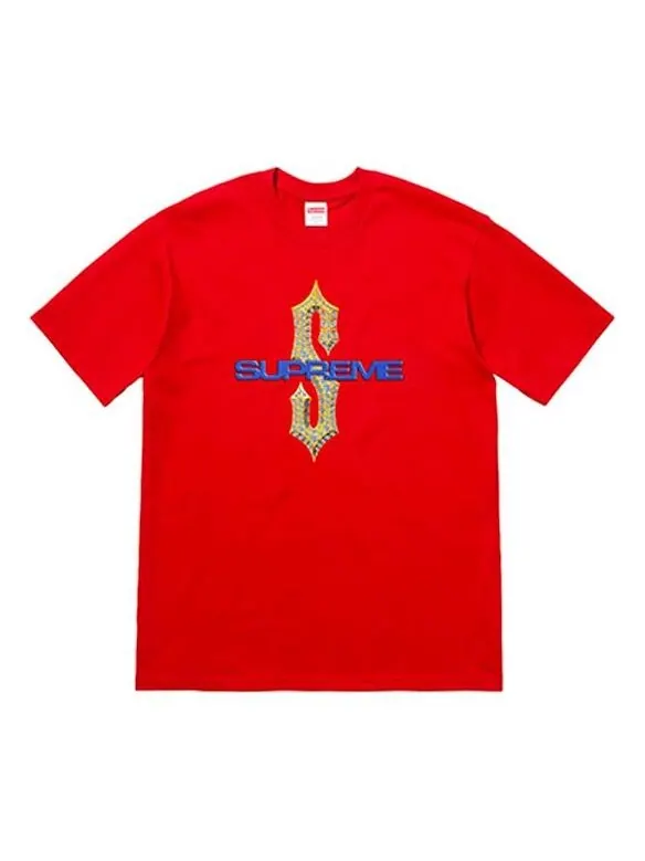Футболка ss18 diamonds tee red diamond printing short sleeve Supreme — изображение 1 из 1, красный