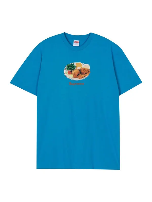 Футболка ss18 chicken dinner tee cyan printing short sleeve blue Supreme — изображение 1 из 2, синий