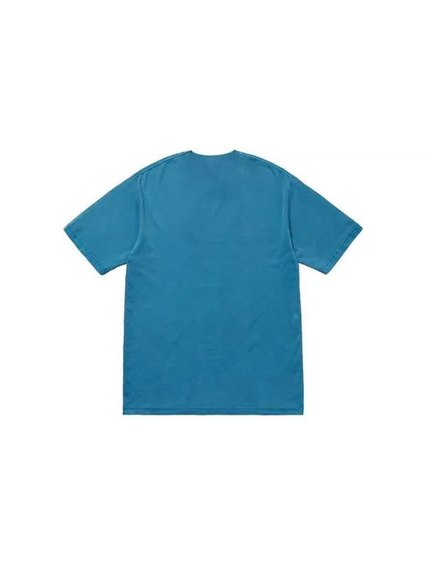 Футболка ss18 overdyed pocket tee washed dark blue logo tee Supreme — изображение 2 из 2, синий