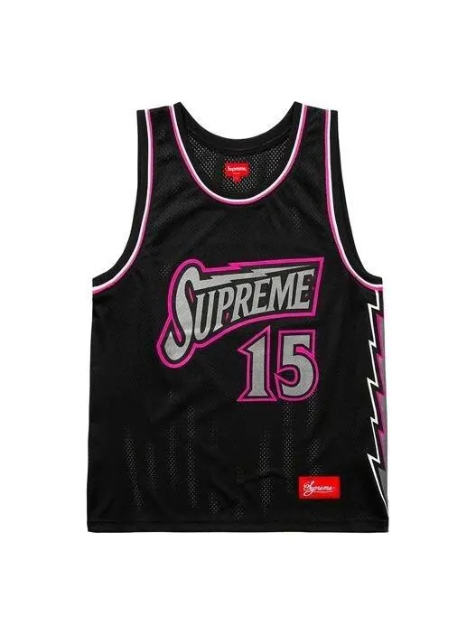 Спортивная футболка bolt basketball jersey 'black grey pink' Supreme — изображение 1 из 2, черный/серый/розовый