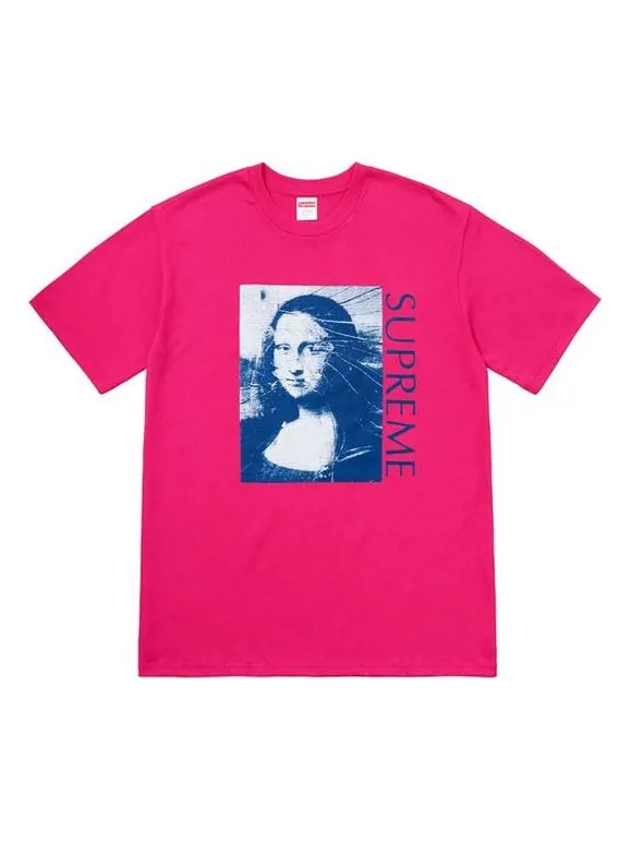 Футболка Supreme SS18 Mona Lisa Tee Hot Pink Printing Short Sleeve Unisex Red — изображение 1 из 1, красный