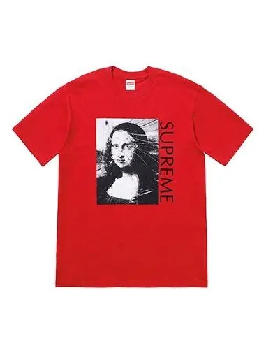 Футболка ss18 mona lisa tee red printing short sleeve Supreme — изображение 1 из 1, красный