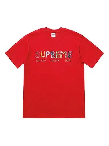 Футболка ss18 rocks tee red alphabet logo short sleeve Supreme — изображение 1 из 1, красный