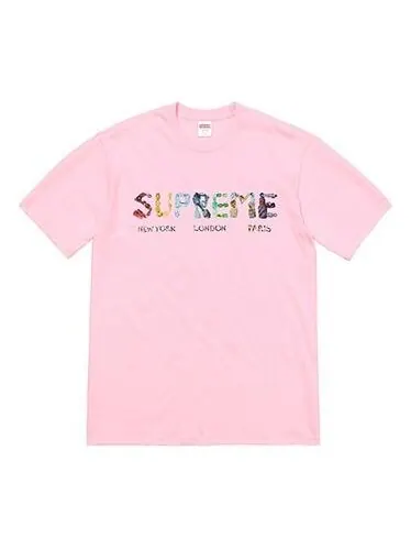 Футболка ss18 rocks tee light pink logo tee Supreme — изображение 1 из 1, розовый