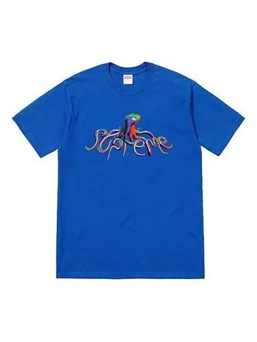 Футболка ss18 tentacles tee royal printing short sleeve royal blue Supreme — изображение 1 из 1, синий